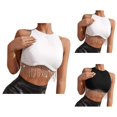thumbnail image 1 of Sparkly Fringe Rhinestone Tops for Women Glitter Tassel Sleeveless Raceback Crop Tank Tops, 1 of 9