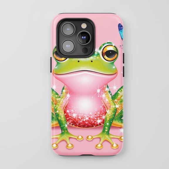 Sparkly Frog For All iPhone Series Protective Phone Case Cute Cartoon Pink Green