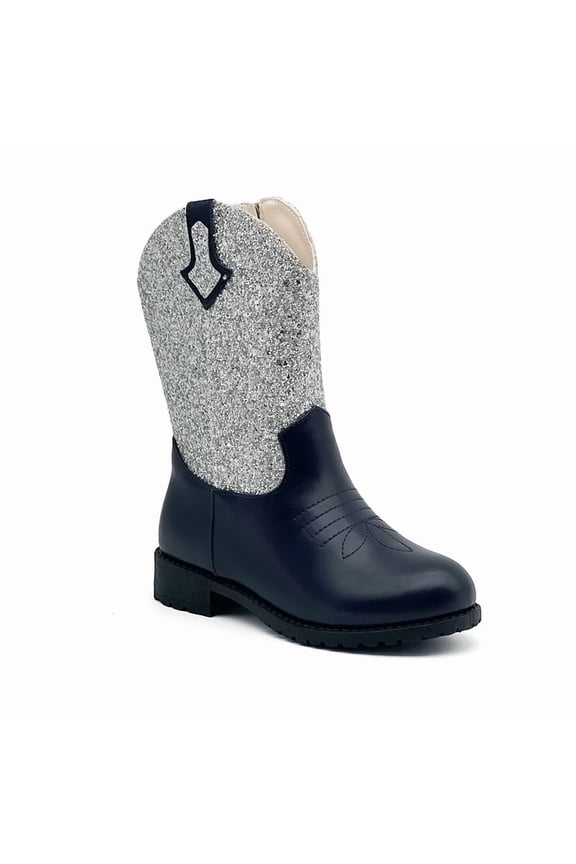 Sparkly Girls Cowgirl Boots Unisex Child Mid Calf Glitter Toddler Cowboy Boot Little Big Kids Western Riding Shoes