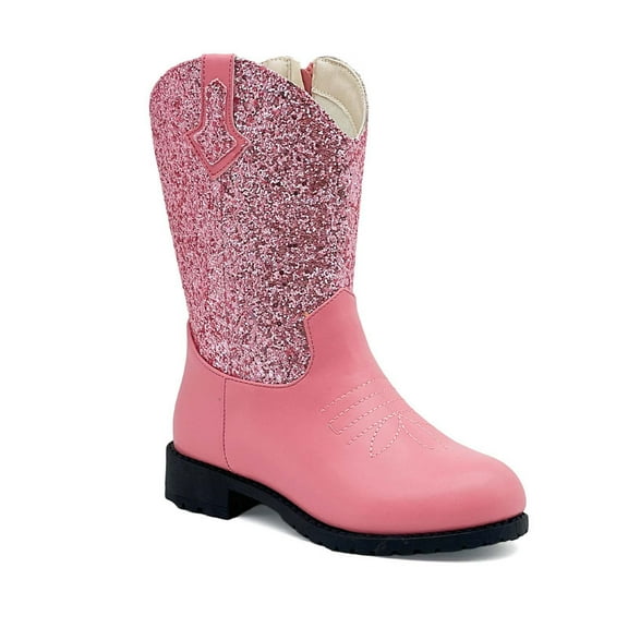 Sparkly Girls Cowgirl Boots Unisex Child Mid Calf Glitter Toddler Cowboy Boot Little Big Kids Western Riding Shoes