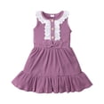 thumbnail image 1 of Sparkly Girls Dress New Toddler Kids Baby Girls Lace Ribbed Sleeveless Bowtie Princess Dress Toddler Ball Gown Girls Birthday Dress Purple New, 1 of 7