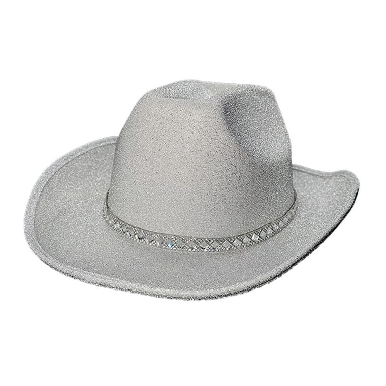 Cowboy Hat Glitter Silver Hats Unisex Cowboy Hat Glitter Silver Hats Unisex
