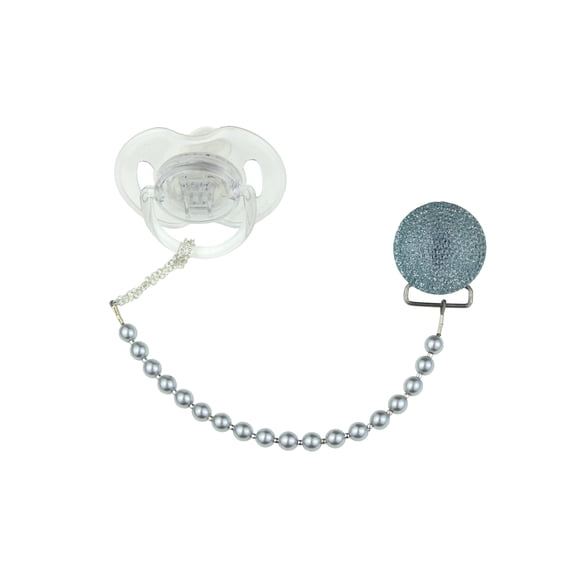 Sparkly Glitter Crystal with Swarovski Crystals & Matching Pearl Pacifier Clip