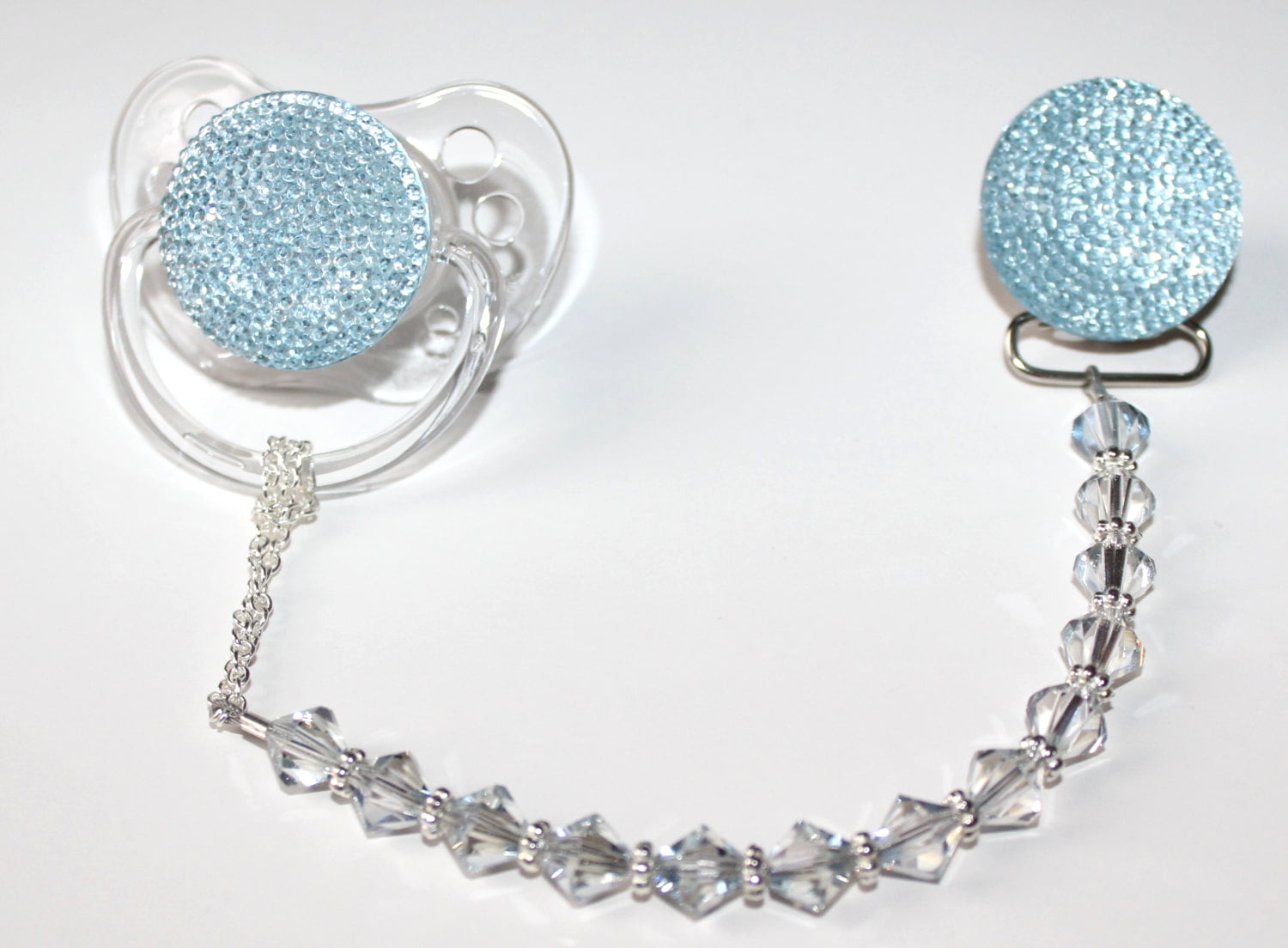 Sparkly Glitter Crystal with Swarovski Crystals Pacifier Clip