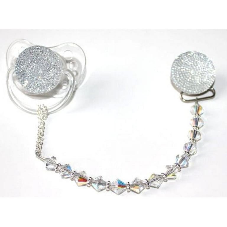 Sparkly Glitter Crystal with Swarovski Crystals Pacifier Clip