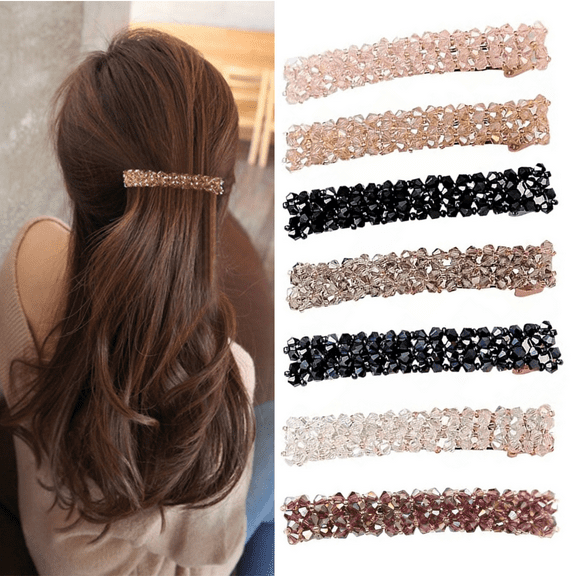 Sparkly Glitter Hair Clips,Elegant Rhinestone Hair Barrettes for Women,Fancy Crystal Bling Hair Clips for Women and Girls,7 pcs