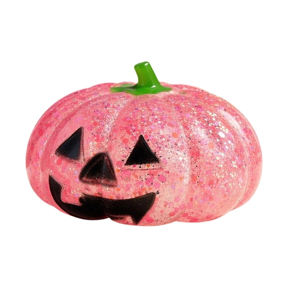 Sparkly Glitter Jack-O-Lantern Squishy Decor Toy, Soft Slow Rising Pumpkin Fidget, Halloween Fall Harvest Tabletop Mini Decoration for Indoor Use