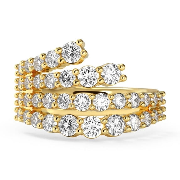 Sparkly Gold Wedding Bands for Women 5A CZ Split Shank Eternity Ring 925 Sterling Silver Pave Cocktail Statement Ring for Her Wife Size 6-9