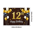 thumbnail image 1 of Sparkly Golden 12th Birthday Banner Backdrop with Balloons and Stars Background Party Decoration for Birthday Party Photography Props Happy Birthday Celebrations, 1 of 7