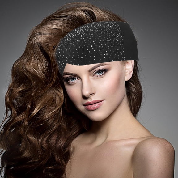Sparkly Head Wraps, Crystal Wide Headbands Bling Fancy Head Scarf Turban Stretchy Hair Bands Elastic Hair Accessories
