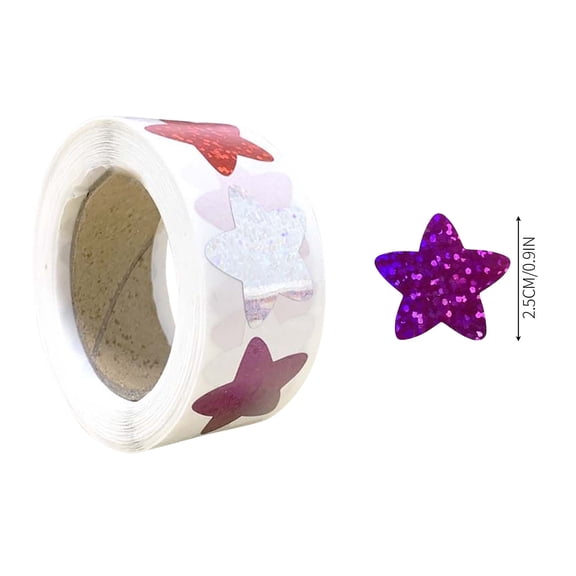 Sparkly Heart Stickers for Student Incentives and Rewards, 1 Inch Waterproof Holographic Heart Foil Labels 500 Pcs Roll for Potty Training Chart, Journaling and DIY Craft Projects