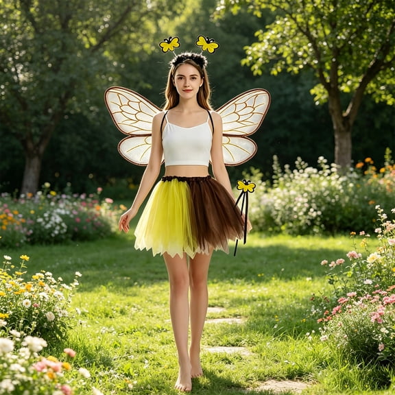 Sparkly Insect Wing Costume Accessories with Elastic Shoulder Straps, Delicate COS Dress-Up Supplies for Girls and Women, Ornamental Pieces for Holiday Masquerade Themed Parties, Coffee