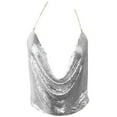 thumbnail image 1 of Sparkly Metallic Sequins Cowl V-Neck Chain Backless Camisole for Women Festival Nightclub Jewelry Top, 1 of 8