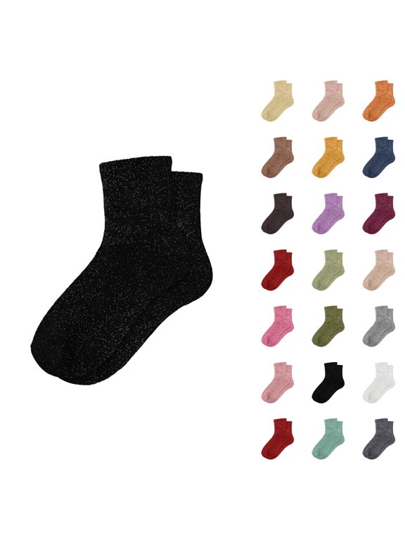 Novelty Glitter Slouch Socks for Women 2025 Comfortable Casual Cute Stretch Fashion Mid Calf Socks