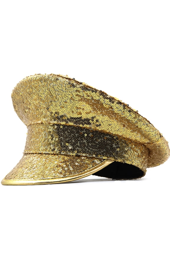 Sparkly Mirrored Captain Hat Beret Sailor Hat for Bachelorette Party Hat Versatile for Club Stage