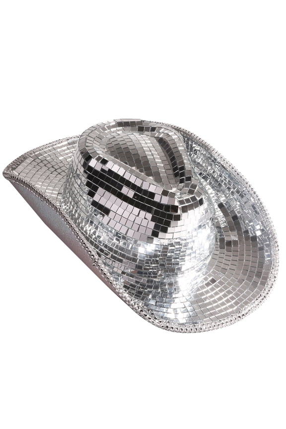 Sparkly Mirrored Cowboy Hat Reflective Disco for Bachelorette Party Hat All-match for Club Stage