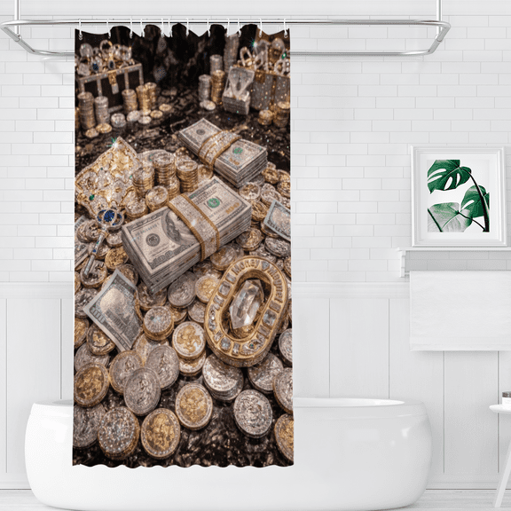 Sparkly Money Magnet Manifestation Polyester Shower Curtains, 36" x 72"
