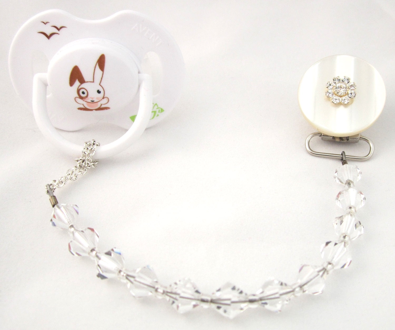 Sparkly Pacifier Clip with Swarovski Crystals