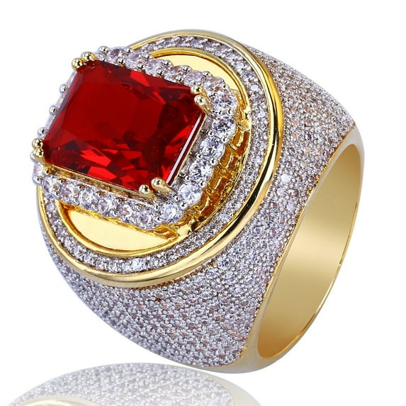 Sparkly Punky Rapper Luxury Trendy Rings for Men Cool Iced out Hip Hop Cubic Zirconia Domineering Men Rings