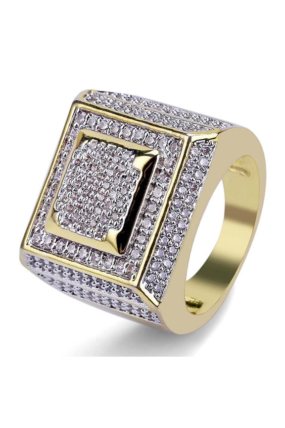 Sparkly Punky Rapper Luxury Trendy Rings for Men Shiny Iced out Hip Hop Cubic Zirconia Men Engagement Rings