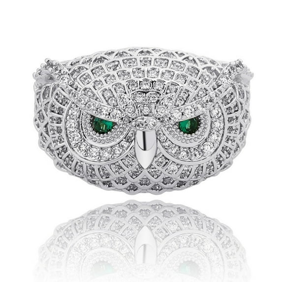 Sparkly Punky Rapper Luxury Trendy Rings for Men Shiny Owl Iced out Hip Hop Cubic Zirconia Men Engagement Rings