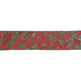 thumbnail image 1 of Northlight Sparkly Red and Green Holly Christmas Wired Craft Ribbon 2.5" x 16 Yards, 1 of 3
