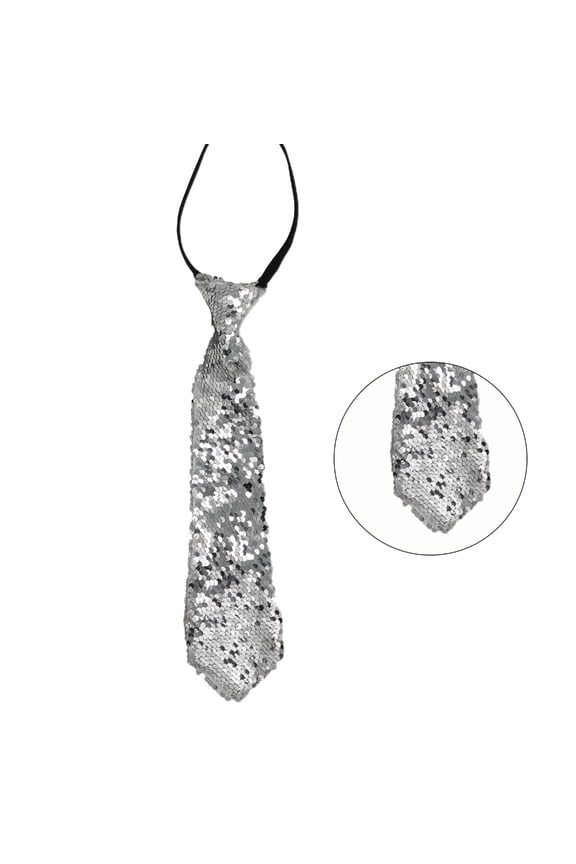 Sparkly Reversible Sequins Tie Zippered Festivals Pre-Tied Necktie