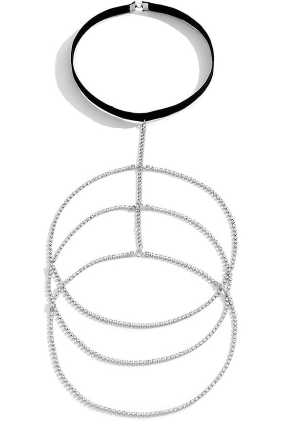 Sparkly Rhinestone Body Chains Layered Crystal Bikini Goth Punk Crossover Boho Tassel Gothic Summer Bohemia Rave Leg Thigh Jewelry Body Chain for Women Gifts Featival Parties Beach