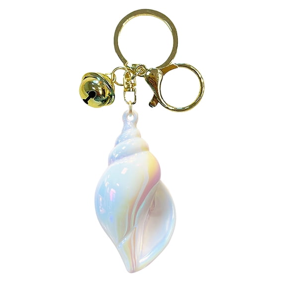 Sparkly Rhinestone Conch Keychain - Decorative Pearl Crystal Key Ring with Wristlet, Stylish Backpack Accessory for Women, Girls, and Car Keys - 12cm Glittery Nautical Charm Gift