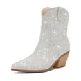 thumbnail image 1 of RONILURN Sparkly Rhinestone Cowgirl Boots for Women, Western Block Heel Ankle-High Cowboy Boots Pointy Toe, Block Heel, 1 of 9