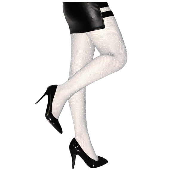 Rhinestone Fishnet Stockings for Women High Stretch Mesh Tights High Waist Hosiery for Themed Party