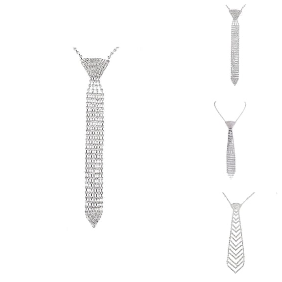 Sparkly Rhinestone Necklace Tie for Women Gothic Choker Wedding Bridal Bridesmaid Jewelry Accessories