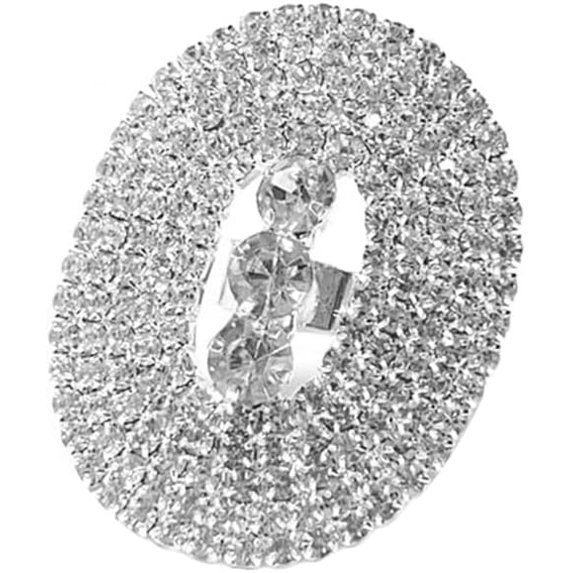 Sparkly Rhinestone Oval Rings for Women Adjustable Cocktail Statement Ring Pave Cubic Zirconia Crystal Chunky Geometry Open Wrap Knuckle Stacking Ring Promise Minimalist Fashion Jewelry for Her