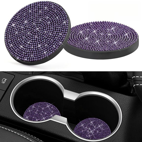 Sparkly Rhinestone PVC Car Cup Coaster, Universal Non-Slip Auto Cup Holder Mat for Women Car Interior Decor, 1 Piece