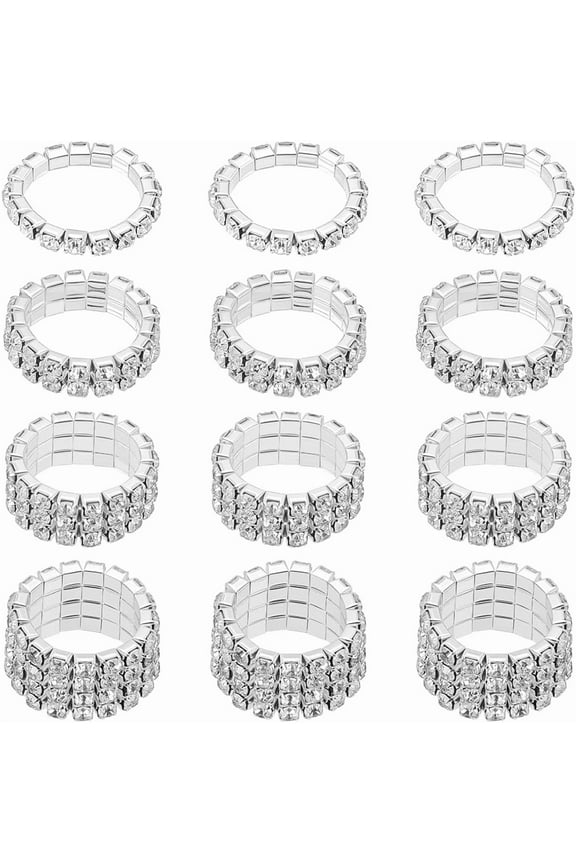Sparkly Rhinestone Stackable Elastic Rings Rhinestone Stretch Rings Colorful Thumb Pinky Ring Fashion Crystal Stackable Diamond Elastic Finger Ring