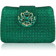 Women's Rhinestone Evening Clutch Bag - Crystal Party Purse For Wedding, Prom, Night Out (Green)
