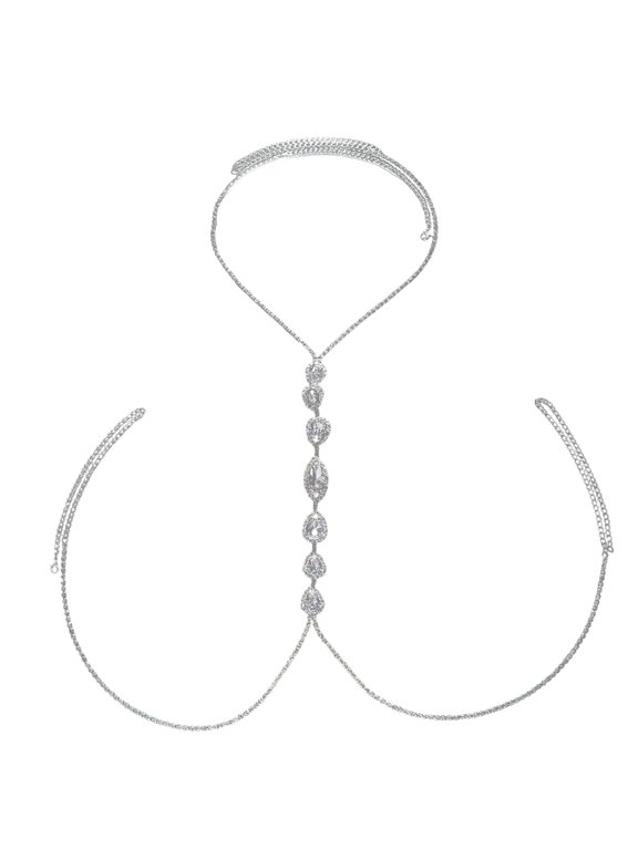 Sparkly Rhinestones Bra Chain Crystal Necklace Chest Chains Summers Beach Bikinis Body Chain Jewelry for Women Girls