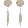 thumbnail image 1 of Sparkly Rhinestones Metal Chain Nipple Cover with Tassel, Reusable Adhesive Pasties Sexy Bra Body Chain, 1 of 13
