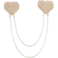 thumbnail image 1 of Sparkly Rhinestones Metal Chain Nipple Cover with Tassel, Reusable Adhesive Pasties Sexy Bra Body Chain, 1 of 14