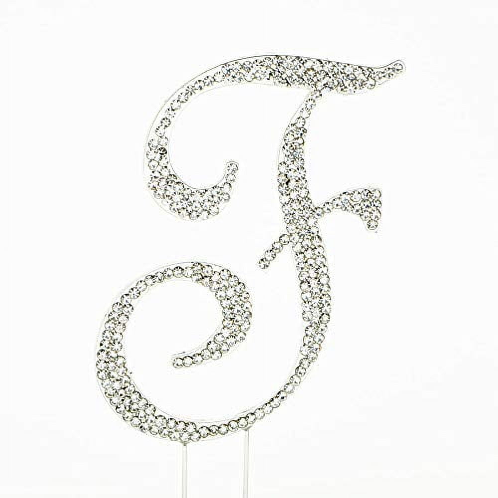 Sparkly Rhinestones Silver Cake Topper Letter Decoration For Wedding