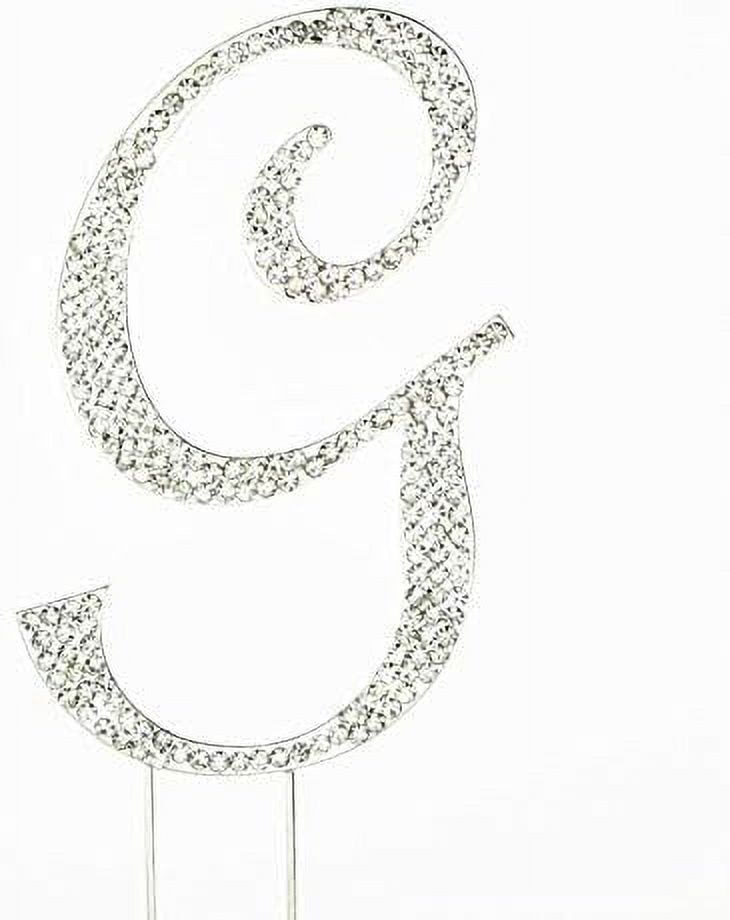 Sparkly Rhinestones Silver Cake Topper Letter Decoration For Wedding