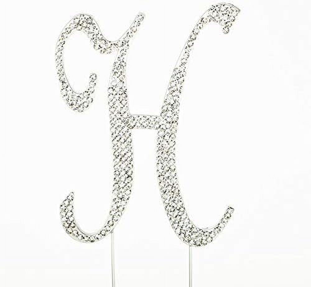 Sparkly Rhinestones Silver Cake Topper Letter Decoration For Wedding