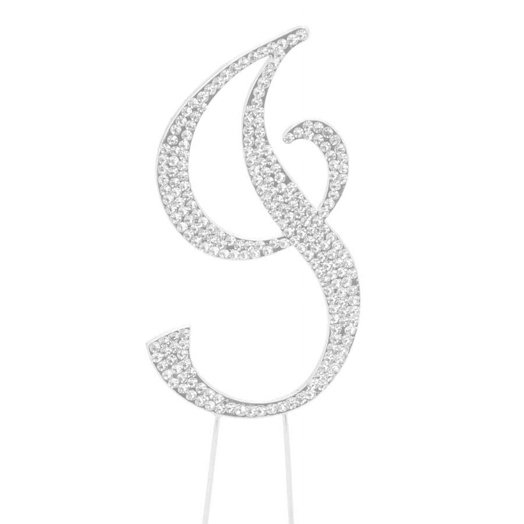 Sparkly Rhinestones Silver Cake Topper Letter Decoration For Wedding