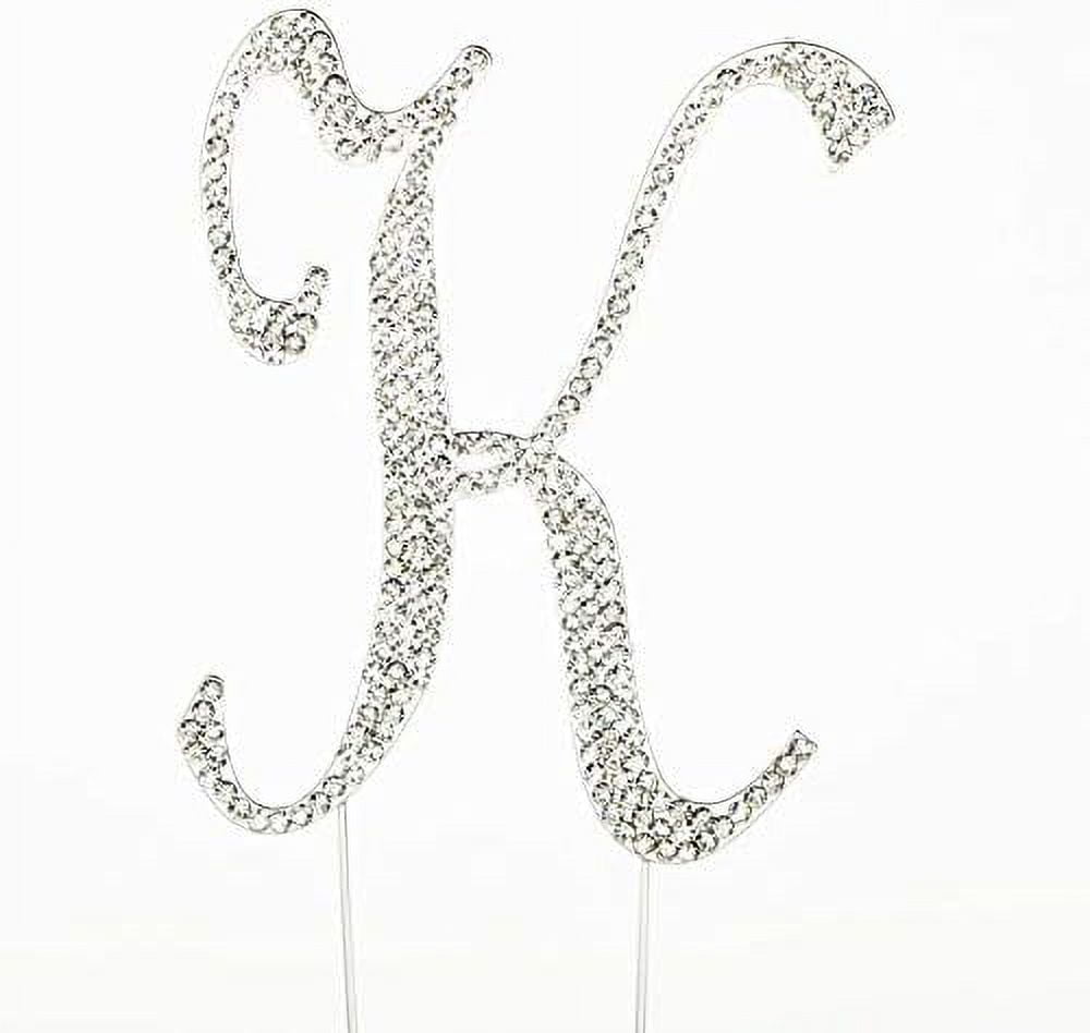 Sparkly Rhinestones Silver Cake Topper Letter Decoration For Wedding