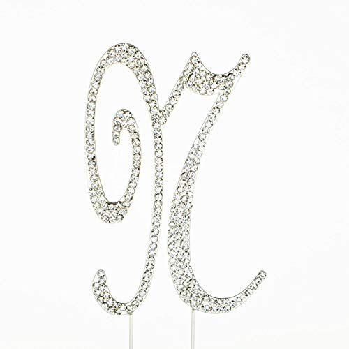 Sparkly Rhinestones Silver Cake Topper Letter Decoration For Wedding