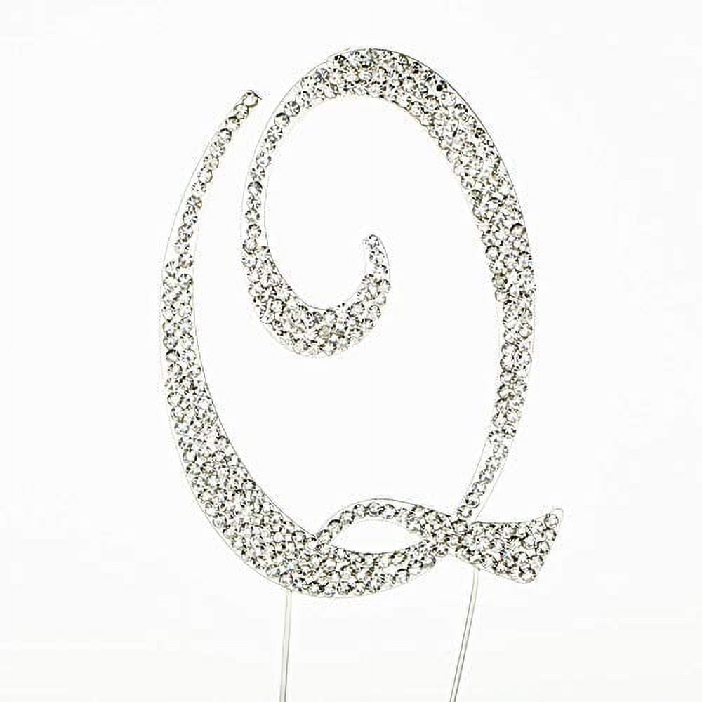 Sparkly Rhinestones Silver Cake Topper Letter Decoration For Wedding
