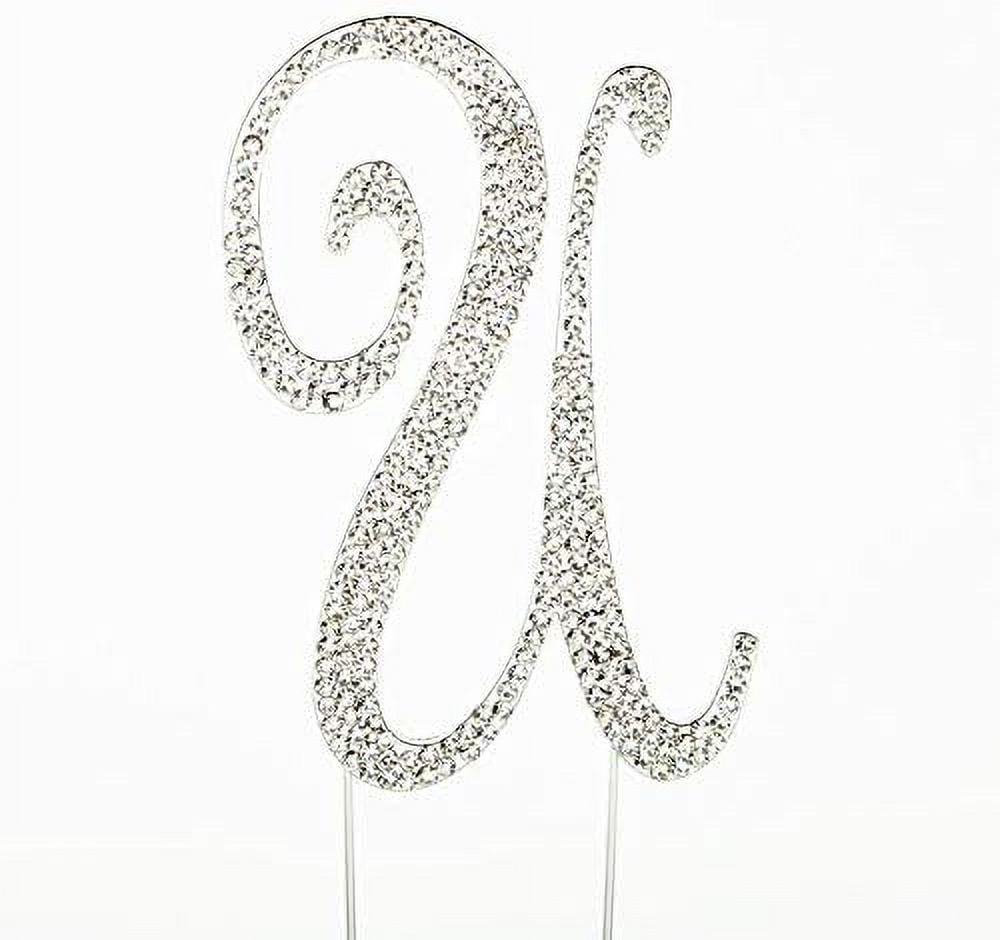 Sparkly Rhinestones Silver Cake Topper Letter Decoration For Wedding