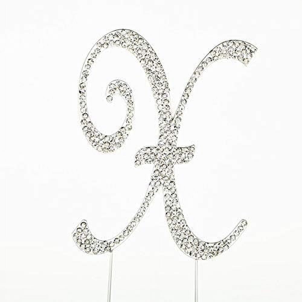 Sparkly Rhinestones Silver Cake Topper Letter Decoration For Wedding