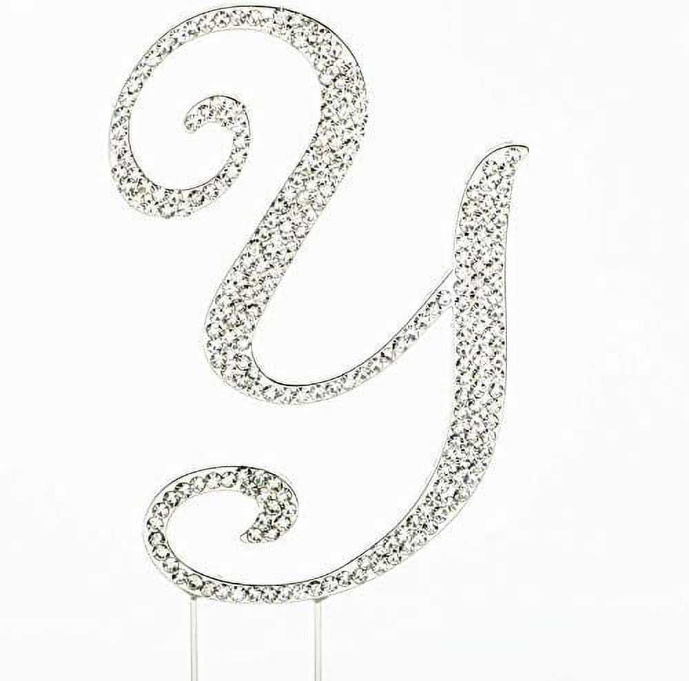 Sparkly Rhinestones Silver Cake Topper Letter Decoration For Wedding