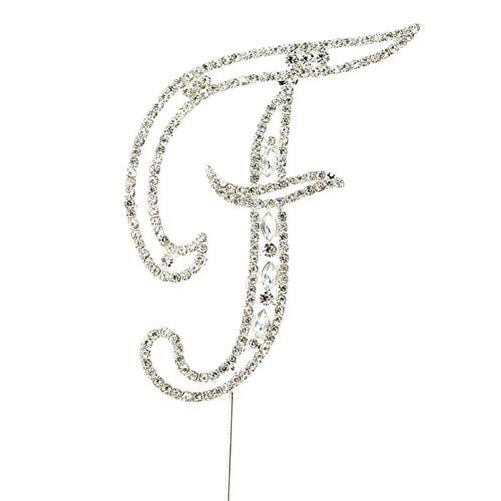 Sparkly Rhinestones Silver Cake Topper Letter Decoration For Wedding